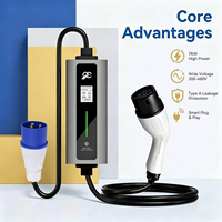 Chargeur EV portable intelligent à ampérage réglable et à alimentation vérifiée 7 kW