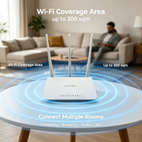 Router Inalámbrico Tenda F3 V6 SOHO 2.4GHz 300Mbps, 3 Antenas de Alta Ganancia, Puente de Red Seguro WPA2, RJ45, Apartamento en Alquiler
