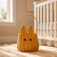 Panier cadeau en PP tissé pour la Fête de la Mi-Automne, avec deux poignées, panier à fruits créatif fait main, style pastoral pour la cueillette