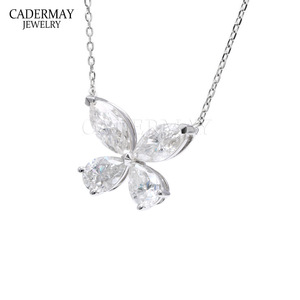 Cadermay Moissanite Butterfly Necklace S925 Silver 0.5ct Claw Setting Everyday Wear - Product Image 4