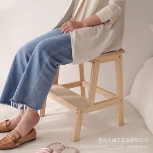 Solid Wood Double Layer Step <b>Stool</b> Multi Functional <b>Storage</b> Footstool Home Shoe Changing <b>Stool</b> Scandinavian Design - Product Image 4