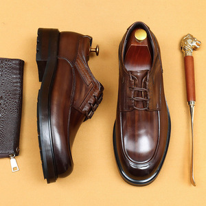 Business casual men's <b>shoes</b> 2026 new round-toe genuine leather British retro colored formal <b>shoes</b> - Product Image 2