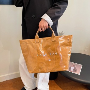 Sac fourre-tout pour femme, taille moyenne, grande capacité, imperméable, doublure en polyester, fermeture Velcro, style simplicité urbaine, toutes saisons, loisirs - Product Image 2