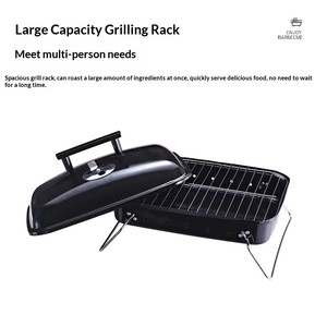 גריל ברביקיו מתקפל בגימור אמייל חיצוני נייד דו-שימושי מתלה פיקניק מחבת קמפינג מקורה תנור פחמים ביתי - Product Image 4