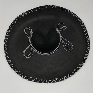Sombrero Mexicano Negro de Ala Ancha con Lazo Plateado, Sombrero para Fiesta de Halloween, Unisex para Adultos, Tejido, para las Cuatro Estaciones - Product Image 2