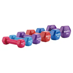 VIGFIT Vente à Chaud Haltères Colorées Écologiques en Néoprène PVC Vinyle Trempage avec Différentes Formes - Product Image 1