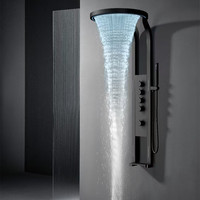 Colonne de douche murale de luxe en laiton poli à poignée unique avec jets de massage et fonction pause pour appartement et villa