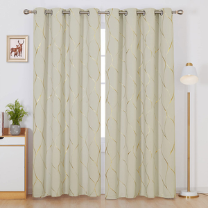 Pannelli per <span class=keywords><strong>tende</strong></span> oscuranti <span class=keywords><strong>Beige</strong></span> per camera da letto lamina d'<span class=keywords><strong>oro</strong></span> marocchino stampa metallica drappeggi ad alta efficienza energetica per l'arredamento del soggiorno - Product Image 2