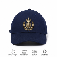 Casquette de baseball structurée en coton noir de qualité supérieure à 6 panneaux, broderie de luxe en fil métallique doré, casquette de sport ajustable pour homme, casquette de golf