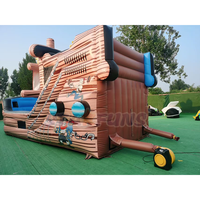 Castillo Inflable Comercial con Diseño de Barco Pirata, Combo de Brincolín Inflable con Temática Pirata para Niños, Ideal para Fiestas y Alquiler de Eventos