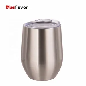 Silver Personalized Sublimation Custom 12oz Coffee Mug Stainless Steel Double Wall Tea Water Cup MugFavor Stemless Wine Tumbler