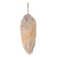 Pendentif en fourrure de renard de 30 cm pour Halloween, queue bleue argentée, accessoires en fourrure véritable pour sacs de femme