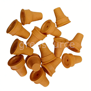Lot de 7 cônes à gaufres plats 6x7cm en plastique, motif cœur, en mousse écologique, pour glaces factices et DIY - Product Image 2