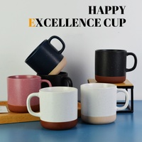 Vente en gros de tasses à café de luxe en porcelaine de 400 ml, personnalisées, style nordique, avec glaçure effet éclaboussures de peinture, avec cuillère, OEM, pour la rentrée scolaire, en boîte couleur