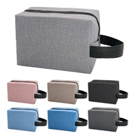 Sac de toilette pliable en polyester pour homme, personnalisé en gros, fermeture éclair, trousse de maquillage, organisateur de rasage, trousse de voyage