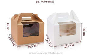 ขายร้อนขายส่งสีขาวสีน้ำตาลแบบพกพาทนทานมัฟฟินขนมของขวัญแบกกล่องกระดาษ - Product Image 6