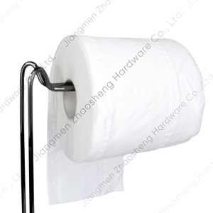 Shosho Toilet Paper <b>Holder</b> Double <b>Rod</b> Free Standing Glossy Black Modern Bathroom Supply Circular Shape - Product Image 2