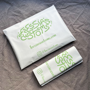 Matte White Shipping Poly Mailers Custom Green Brand Logo Plastic Self Adhesive <b>Waterproof</b> Apparel Packaging Bags For Online - Product Image 4