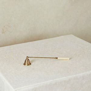 Classic Brass <b>Candle</b> Snuffer with Ivory Handle Bell Extinguisher for Taper and Pillar <b>Candles</b> - Product Image 1