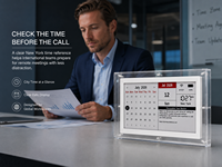 Kylendar – Calendrier intelligent en acrylique de 7,5 pouces avec écran E-Paper, Wi-Fi, affichage de l'heure mondiale, nouvelles en temps réel et météo pour bureaux internationaux