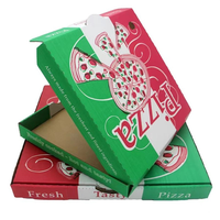 Boîtes à pizza personnalisées en gros, impression personnalisée, papier couché brillant, recyclable, avec poignée, impression de logo, conteneur alimentaire à emporter
