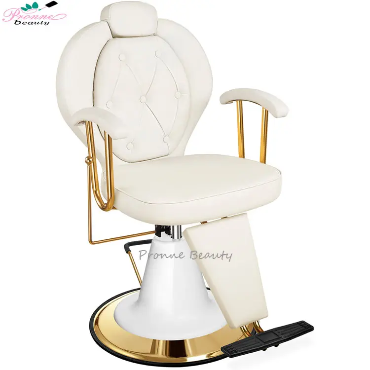2023 modern luxury hair salon furniture adjustable lift beauty salon equipment gold reclining salon chair