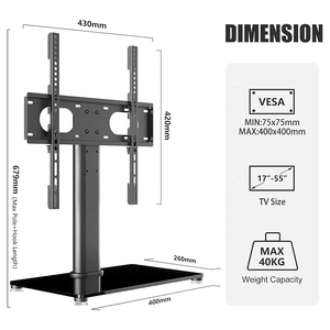 Soporte de mesa de <span class=keywords><strong>TV</strong></span> con ajuste de altura económico de 17 "-55" 40kg, Universal, 2 <span class=keywords><strong>patas</strong></span>, Base de montaje <span class=keywords><strong>para</strong></span> televisión de escritorio - Product Image 2