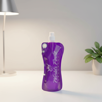 Bouteille d'eau de football avec impression de logo, 500 ml, pliable, en plastique, sac à bouteille d'eau durable, impression personnalisée, bouteille pliable