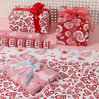 Papier cadeau romantique pour la Saint-Valentin - Imprimé Cœur Rouge & Amour, Emballage Cadeau Festif pour Mariages et Anniversaires
