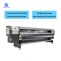 Impresora Industrial de Solventes de 3.2m, Cabezales de Impresión Konica KM512l, 4-8 Cabezales, Máquina de Inyección de Tinta de Formato Ancho para Publicidad Exterior