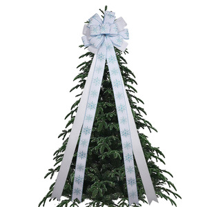 JQ圣诞雪花蝴蝶结丝带涤纶圣诞树装饰配件成品批发 - Product Image 3