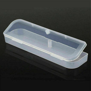 Portable Plastic Clear Transparent With Lid Storage Stationery Pencil Box Container Pen Case