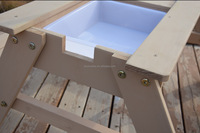 Table de pique-nique pour enfants avec parapluie amovible Table à eau en sable 3-en-1 Meubles de jardin en bois pour enfants pour le patio et le jardin