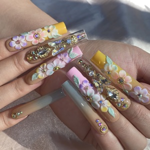 <span class=keywords><strong>Ongles</strong></span> en acrylique français de luxe à couverture complète avec <span class=keywords><strong>colle</strong></span>, <span class=keywords><strong>faux</strong></span> <span class=keywords><strong>ongles</strong></span> réutilisables, cristaux scintillants, pour mariage, fête, usage quotidien, MOQ 1 - Product Image 4