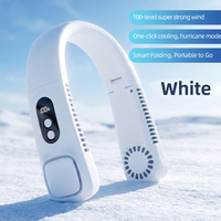 Ventilateur de cou pliable portable 1200 mAh avec écran LED, 100 vitesses, sans pales, mains libres, rechargeable USB, électrique, léger, pour extérieur