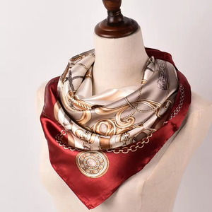 Elegante Bufanda de Seda con Bordes Multicolor, Diseño Barroco Vintage, Servicio Personalizado al por Mayor ODM OEM - Product Image 1