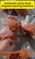 Máquina de envasado al vacío Doypack de doble tornillo sin fin para bolsas preformadas, para alimentos cociados pegajosos, pollo en cubos, carne picada, carne de res en trozos y alimento para mascotas