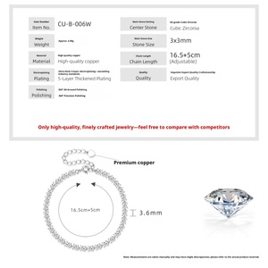 Hot Selling Fashion Dazzling Jewelry 14k Gold Filled Princess Cut 3mm Cubic Zirconia Tennis <b>Bracelet</b> for Women - Product Image 2