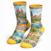 Chaussettes en coton tricotées à la mode, chaussettes amusantes et originales, chaussettes de ville de Barcelone, Espagne, pour cadeau