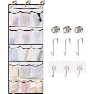 Heavy-Duty Magnetic Cruise Door Organizer, Mesh & Non-woven with Metal <b>Hooks</b>, 15 Pockets for Cruise Cabin Storage Bag - Product Image 1