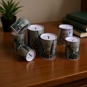 Caja de Ahorros Metálica Eb New York, Juego de 5 Piezas, Cilindro para Monedas, Decoración para el Hogar - Product Image 2