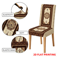 Housse de chaise de salle à manger extensible en Spandex Kongyu Home Textiles, imprimé Mandala Persan, impression 2D, élastique, vente en gros
