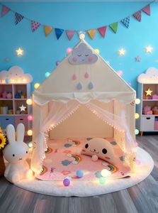 Princess Castle Play House Tent Tienda de juegos plegable para niños Kids Playhouse Pink Smiley Face Tent para bebé - Product Image 6