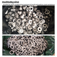 Cabine de sablage automatique à tambour 4 pistolets, type rail B, pour la sablage par lots de fermetures éclair et de petits pièces