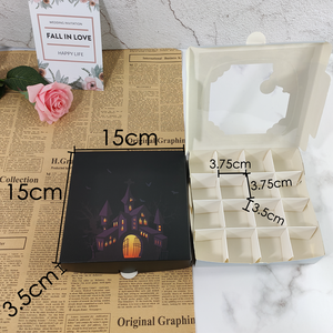 Emballage de dessert pour le thème de noël, Halloween, 16 trous inclus, boîte <span class=keywords><strong>à</strong></span> <span class=keywords><strong>clapet</strong></span> avec fenêtre transparente, nouveauté - Product Image 3