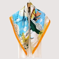 Foulard carré en soie de mûrier 6A, OEM ODM, échantillonnage rapide en 7 jours, faible MOQ, impression artistique de dessins animés, ourlet et étiquette personnalisés pour projet de marque sur mesure