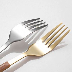 Wholesale Dinner Forks Spoon Travel Flatware <b>Set</b> Wood Grain <b>Plastic</b> Handle Gold Silverware <b>Set</b> Stainless Steel Spoon Knife Fork - Product Image 5