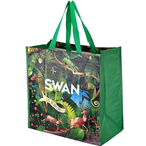 Logotipo personalizado en tendencia para Jumbo Tote <span class=keywords><strong>Bag</strong></span> Tejido laminado ecológico <span class=keywords><strong>PP</strong></span> con cierre de cremallera para regalos y promociones
