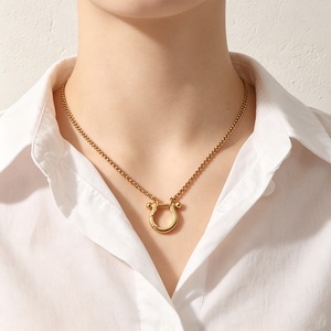 Kalung Penahan Liontin Lapis Emas 18K Anti Luntur Bentuk U <span class=keywords><strong>DIY</strong></span> Bahan Baja Tahan Karat 316L untuk Wanita dan Pria - Product Image 5