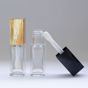 PETG 5.5 ml carré Big <span class=keywords><strong>Deo</strong></span> Foot or noir logo personnalisé vide en plastique transparent grand pinceau plat Tubes de brillant à lèvres Tubes d'huile à lèvres - Product Image 5